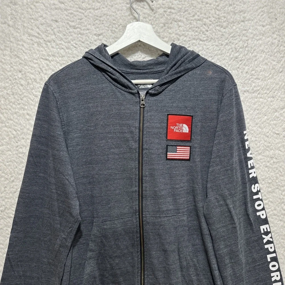 The North Face Hoodie Men's Size M Gray Standard Fit Tri-Blend Full‎ Zip USA